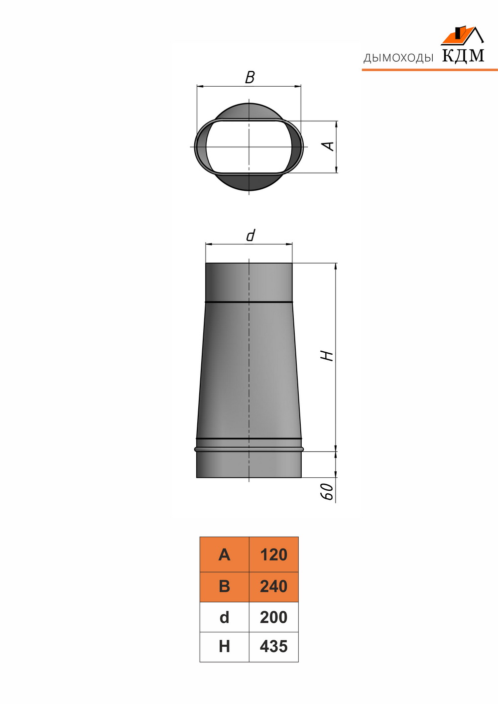 Переход овал/круг одноконтурный КДМ